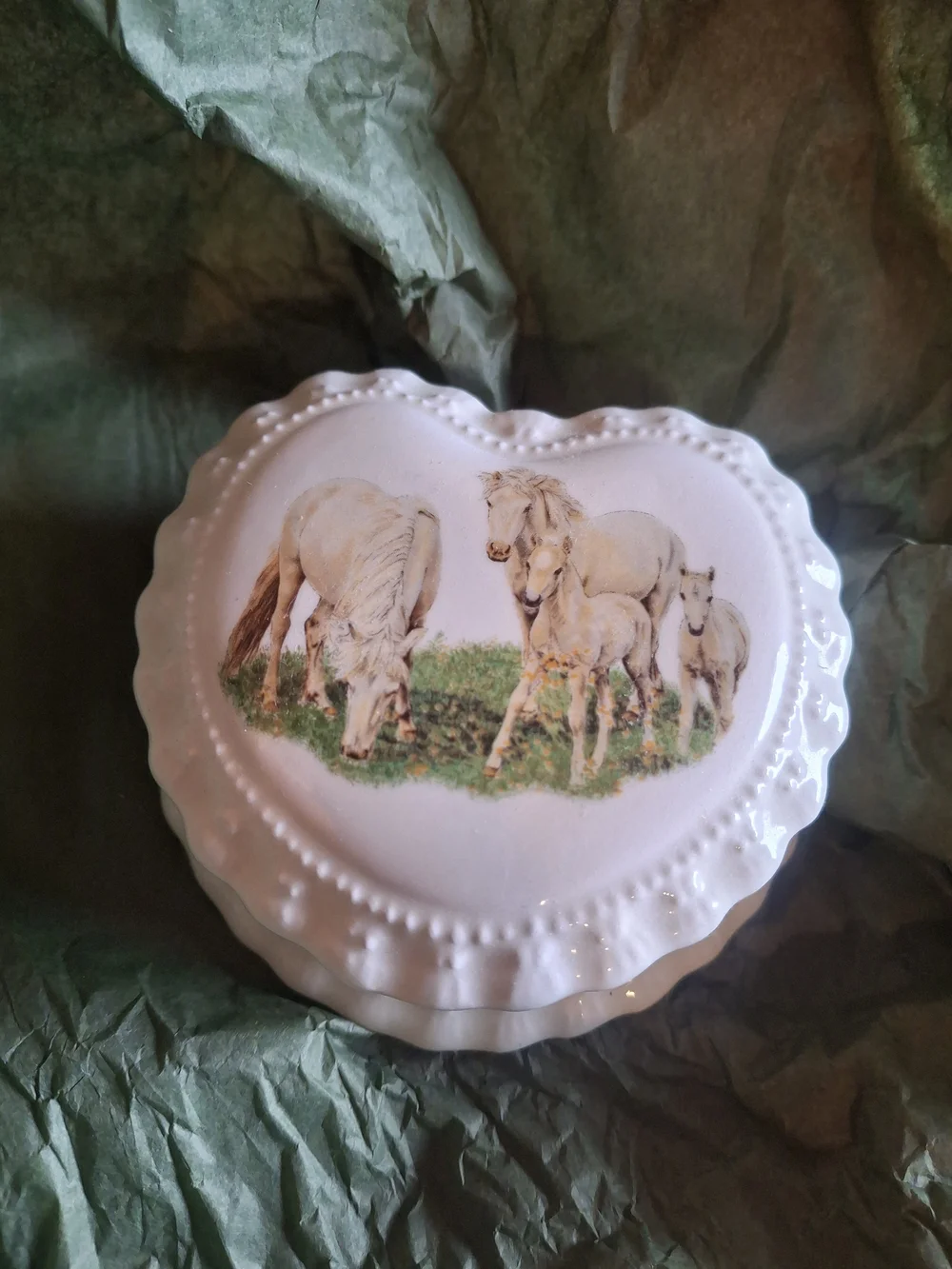 Decorative White Horse Carousel Hook & Ceramic Jewlery Box